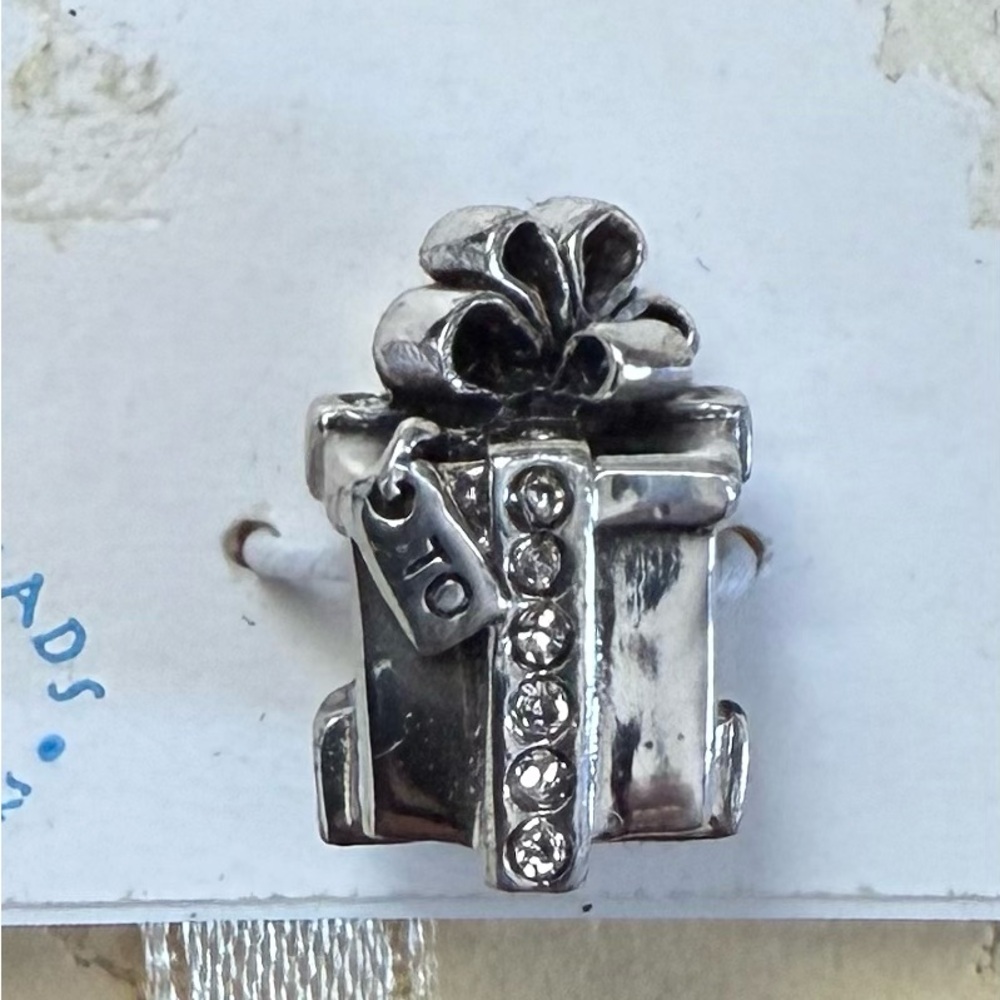 Piercing pagoda charm bead Gift Present ribbon sterling silver rhinestones 925